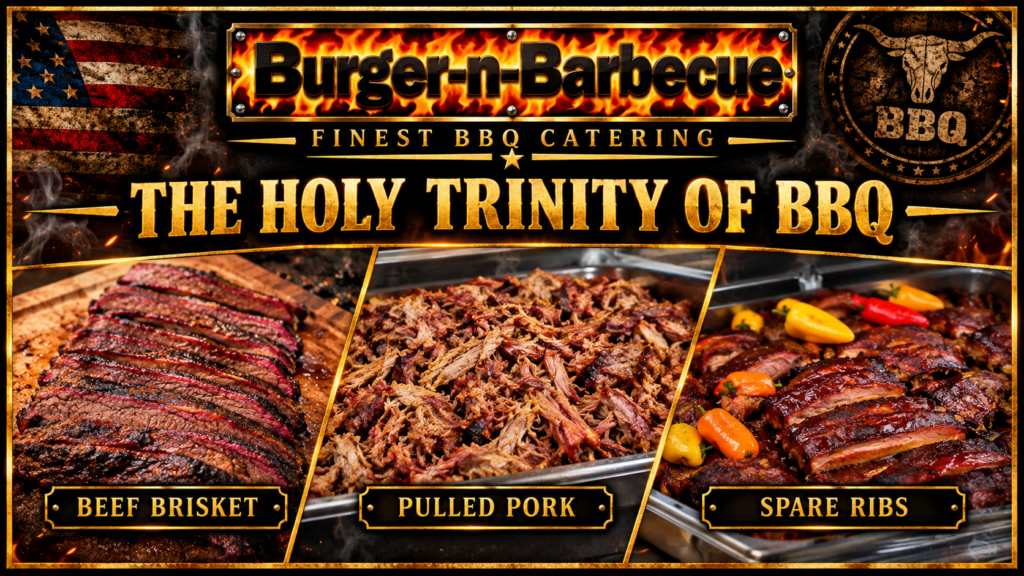 BBQ Holy Trinity, Beef Brisket, Pulled Pork, Spare Ribs