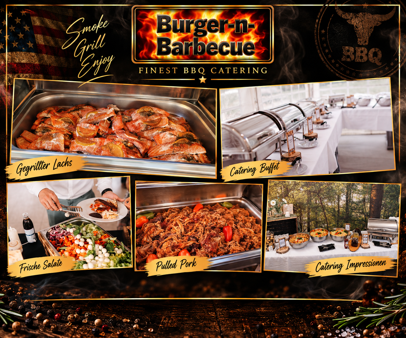 Barbeuce Speisen und Aufbau Fotos