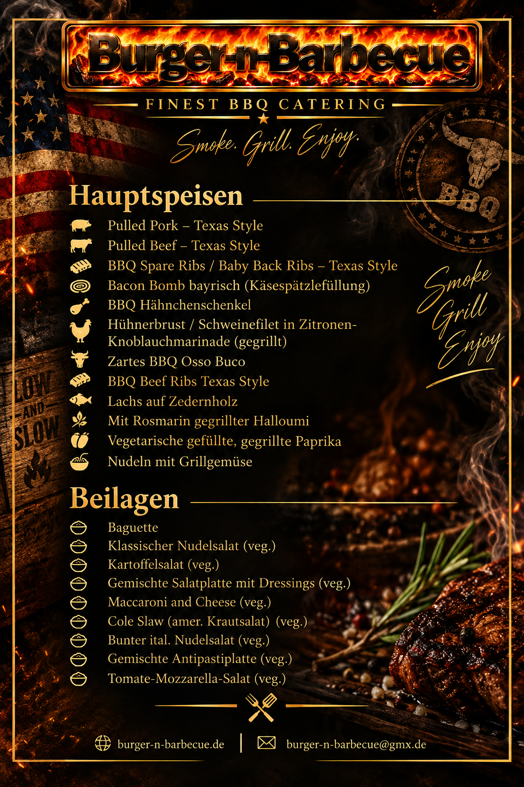 burger-n-barbecue.de Speisekarte, Grill-Catering, Barbecue-Catering